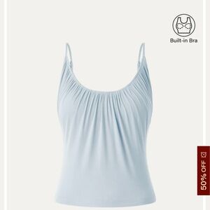 NWT OGL Baby Blue Scoop Neck Gathered Spaghetti Brami Top. Size L